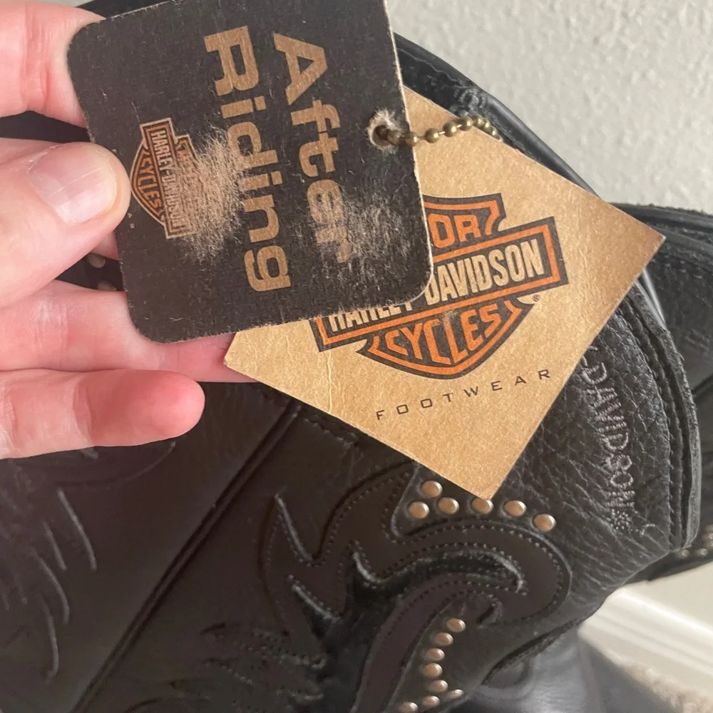 🏍️ Vintage Harley-Davidson Black Studded Leather After Riding Boots 🏍️ - Picture 9 of 10